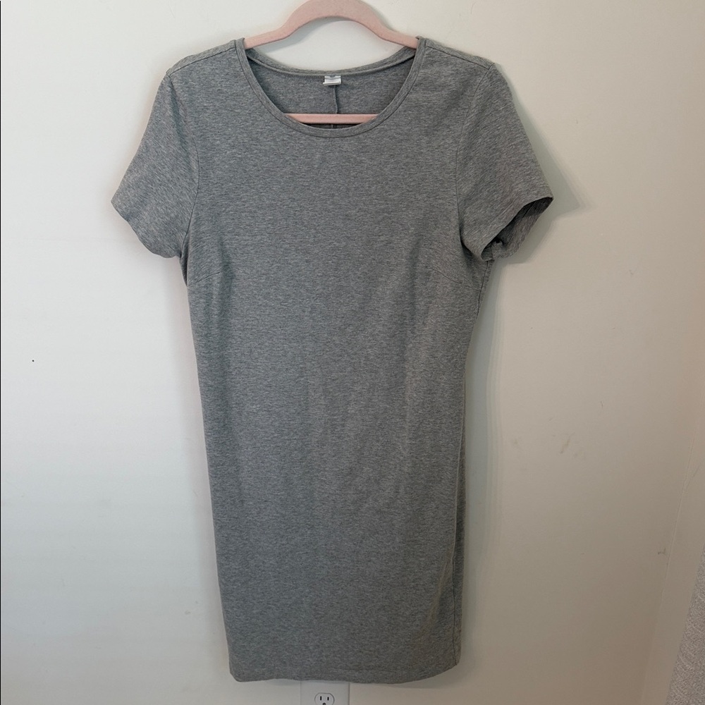 Old Navy Heather Gray slub knit Crewneck Tee Dress size L EUC